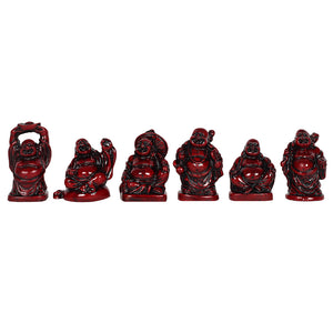 Box of 6 Red Resin Buddhas