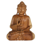 Light Wood Sitting Buddha Ornament