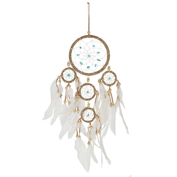 Medium Natural Dreamcatcher with Turquoise Beads