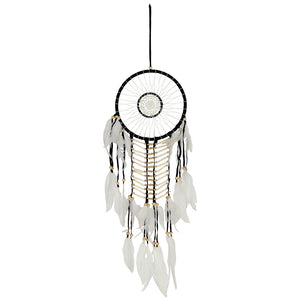 Black and White Dreamcatcher with Natural Beads