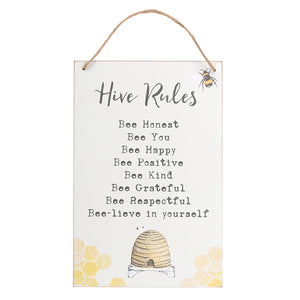 Hive Rules Hanging Sign