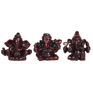 Set of 3 Mini Red Ganesh Ornaments
