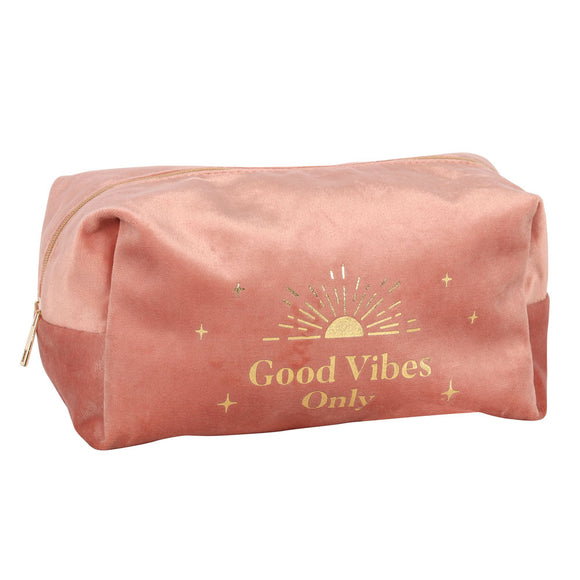 Good Vibes Only Velvet Toiletry Bag