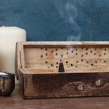Mango Wood Incense Box with Brass Elephant Inlay