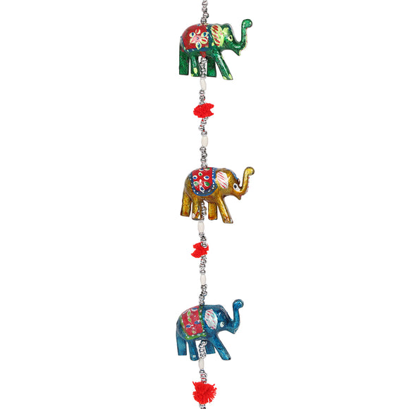 Wooden Hanging Elephant Decoration with Bell