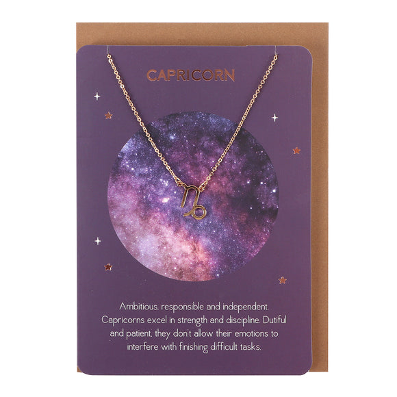 Capricorn Zodiac Necklace Card