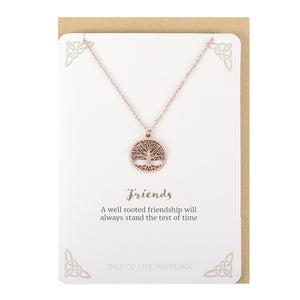 Rose Gold Friends Tree of Life Necklace Card