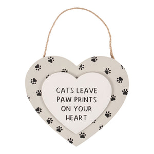 Cats Leave Paw Prints Hanging Heart Sign