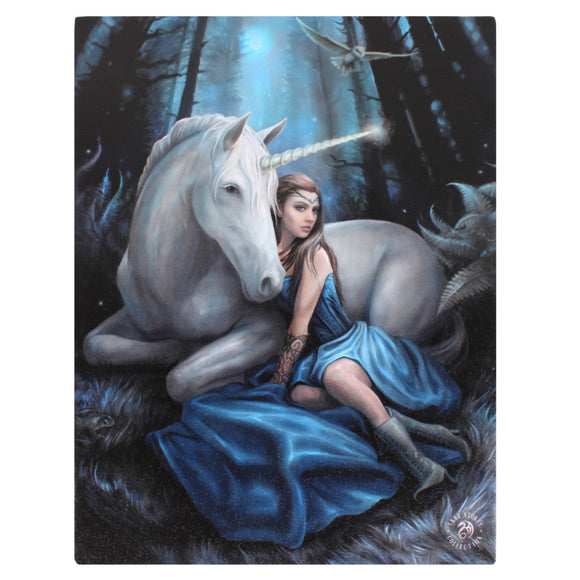 19x25cm Blue Moon Canvas Plaque by Anne Stokes
