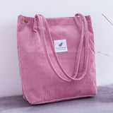 Ladies Corduroy Shopping Canvas Cloth Shoulder Bag Foldable